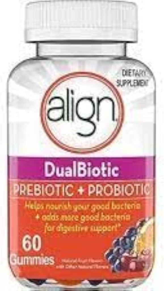 Align Prebiotic + Probiotic Gummies Natural Fruit Flavors - 60 CT, Pack of 3