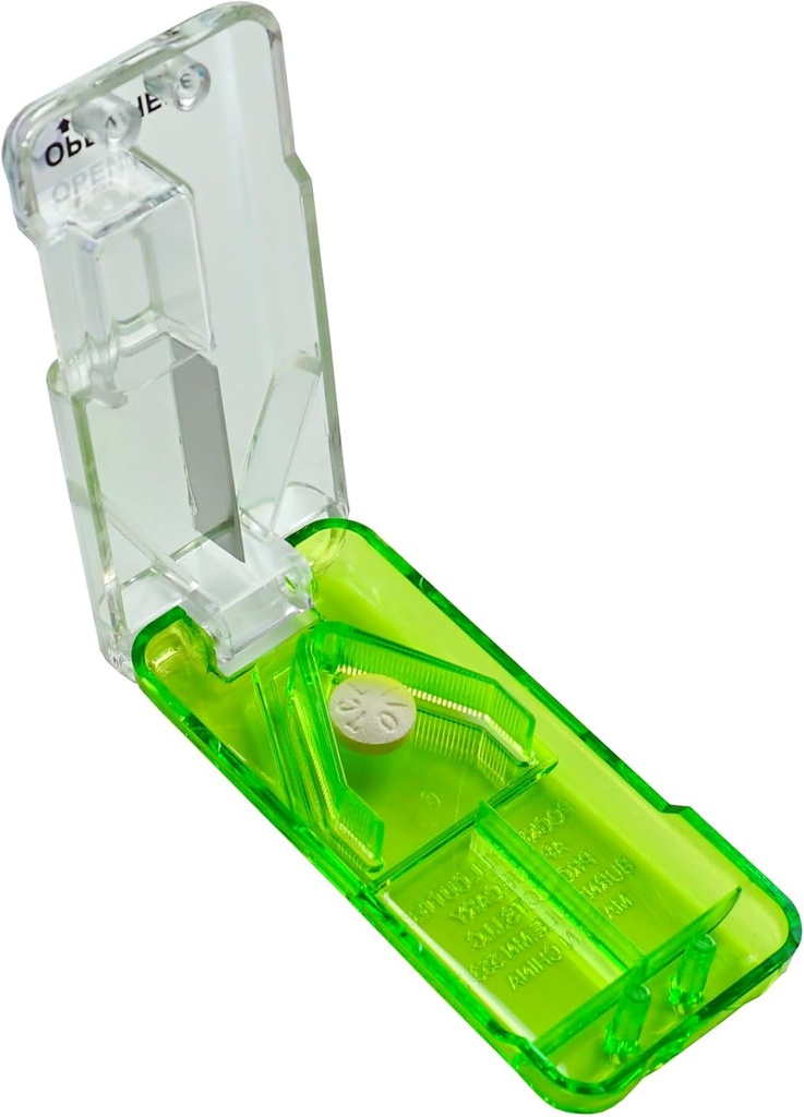 EZY DOSE Κοπτικό χαπιών και Splitter με dispenser, καθημερινή χρήση, Χάπια με ασφάλεια κοπής, Βιταμίνες, Ταμπλέτες σε Μισό ή Quarters, Ακριβής και εύκολη κοπή, Ανοξείδωτη λεπίδα, Ταξιδίου μεγέθους, Πράσινο, BPA Δωρεάν