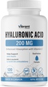 Hyaluronic Acid Supplement 200mg - 120 κάψουλες, με βιταμίνη C 100mg, κοινή & δερματική υγεία, ζύμωση μη ΓΤΟ, χωρίς γλουτένη, δοκιμή τρίτου μέρους, βιοδιαθέσιμη φόρμουλα