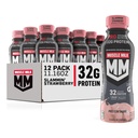 Muscle Milk Pro Advanced Nutrition Protein Shake, Slammin' Strawberry, 11.16 Fl Oz (Pack of 12), 32g Protein, 1g Sugar, 16 Βιταμίνες & Ορυκτά, 5g Fiber