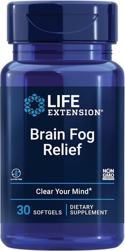 Life Extension Brain Fog Relief, Mango Leaf Extract, τυποποιημένο έλαιο μέντας, nootropic συμπλήρωμα εγκεφάλου για την σαφήνεια και εστίαση, γρήγορη δράση, χωρίς καφεΐνη, χωρίς γλουτένη, μη GMO, 30 softgels