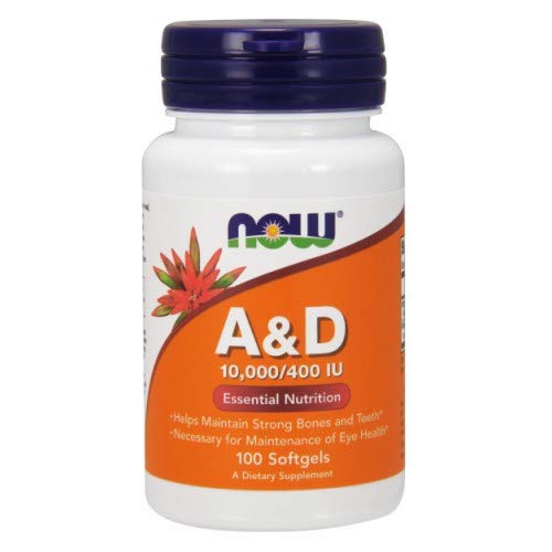 NOW Συμπληρώματα, Βιταμίνη Α & D 10.000/400 IU, Eye Health*, Essential Nutrition, 100 Softgels