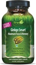 Irwin Naturals Ginkgo Smart Poweric Nootropic Brain Booster - Υποστηρίζει μέγιστη μνήμη, εστίαση & διανοητική σαφήνεια με DMAE, Clubmoss, Choline & Acetyl L-Καρνιτίνη - 120 Liquid Softgels