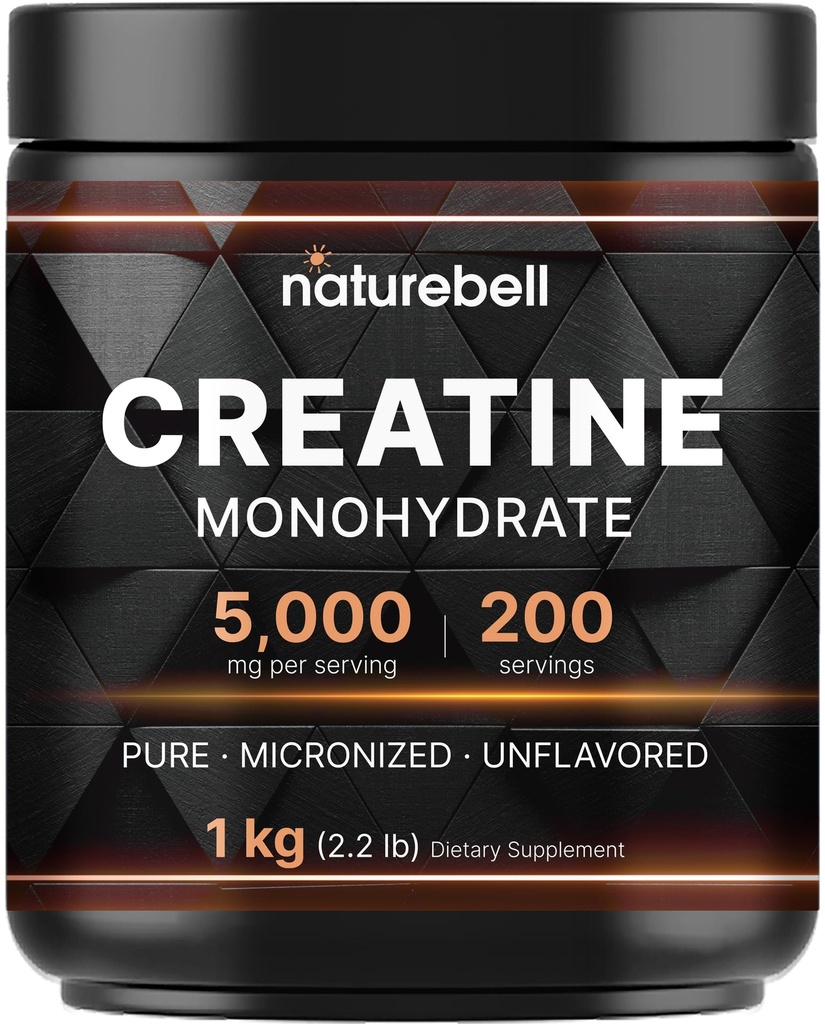 NatureBell Creatine Monohydrate Powder 1,000g, 5.000mg ανά υπηρεσία, 200 εξυπηρετήσεις (2,2 lb) 