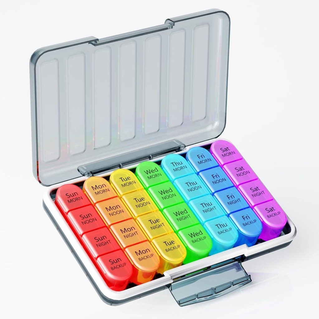 Zoksi Moisture-Proof Weekly Pill Organizer 4 φορές την ημέρα, 7 Day Pill Box 4X την ημέρα, One Week Travel Pill Case με 28 Φορητά Διαμερίσματα, Medicine Container for Vitamins, Συμπληρώματα ή Φάρμακα