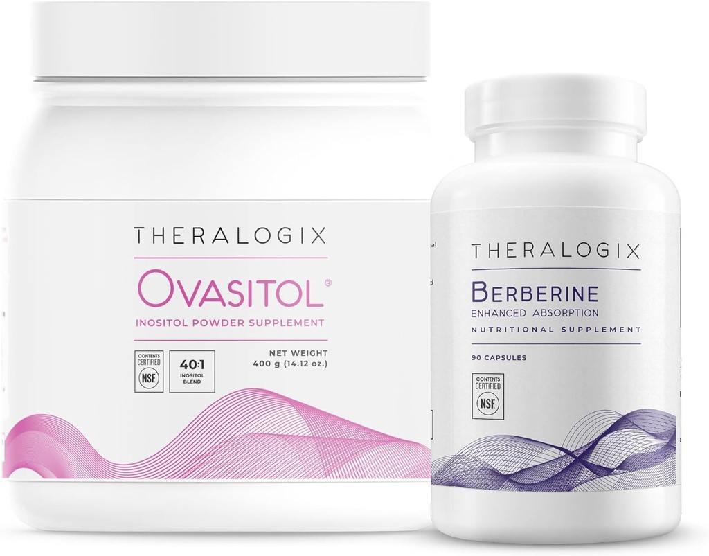 Theralogix Ovasitol Inositol Canister + Berberine Enhanced Abvorvation Bundle, 14,12 Ουγγιά & 90 Count (Pack of 2)