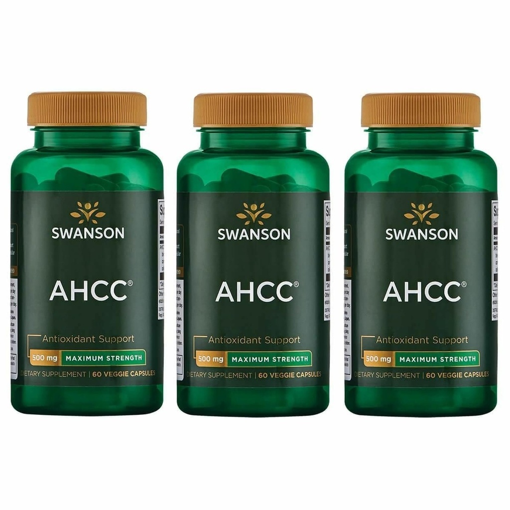 Swanson Μέγιστη Δύναμη AHCC - Προώθηση Προηγμένης Ανοσολογικής Υποστήριξης - Φυσικό συμπλήρωμα Βοηθητικά κύτταρα NK & Συκώτι Υποστήριξης - (60 κάψουλες Veggie, 500mg έκαστο) (3 Συσκευασία)