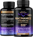 Niacinamide 500 mg - Vitamin B3 Flush-free Form Niacinamide Supplement - Υγιεινή Διαυγής Δερμάτινη & Αντιοξειδωτική Υποστήριξη - με ψευδάργυρο & Βιταμίνη C - Εργαστήριο Ελεγμένο, Vegan & NON-GMO - Κατασκευασμένο στις ΗΠΑ - 120 Κάψουλες