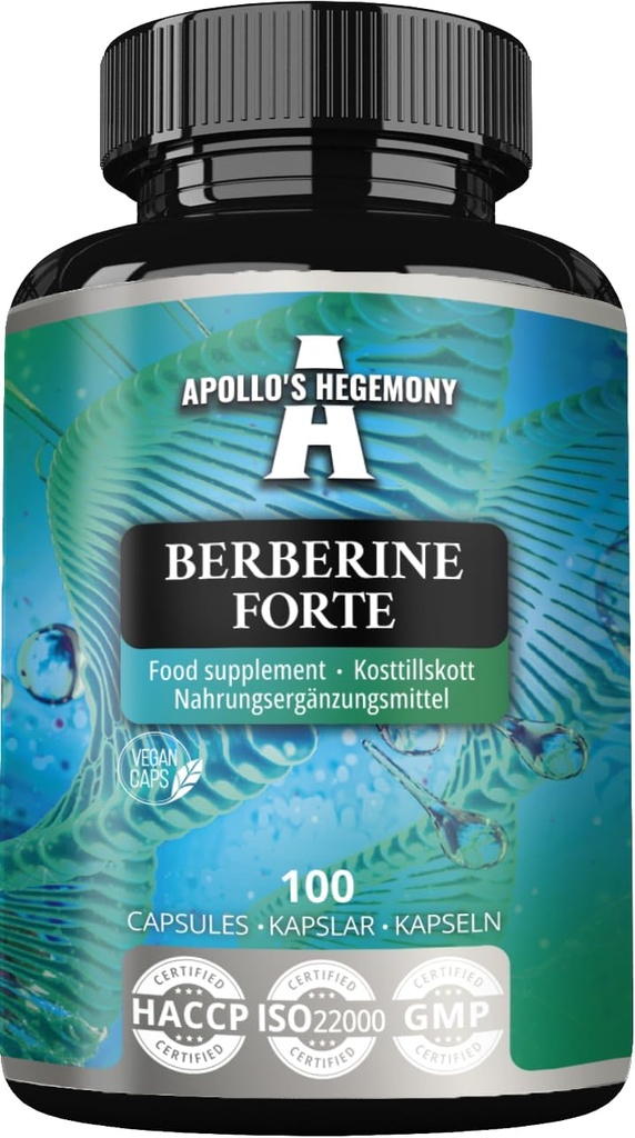 APOLLO'S HEGEMONY Berberine 485 mg ανά κάψουλα - 100 κάψουλες Vegan - 3 μήνες προσφοράς - για τον ενισχυμένο μεταβολισμό και ζωτικότητα - συμπλήρωμα διατροφής