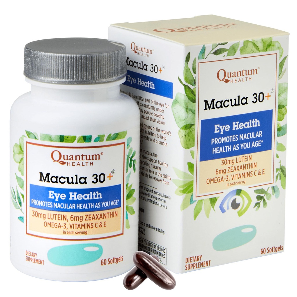 Quantum Health Macula 30+ Συμπλήρωμα Οφθαλμικής Φροντίδας Προωθεί Macular & Retinal Health as You Age with Lutein Zeaxanthin Omega-3 Vitamins C & E Daily Nutrition for Women & Men - 60 Softgels