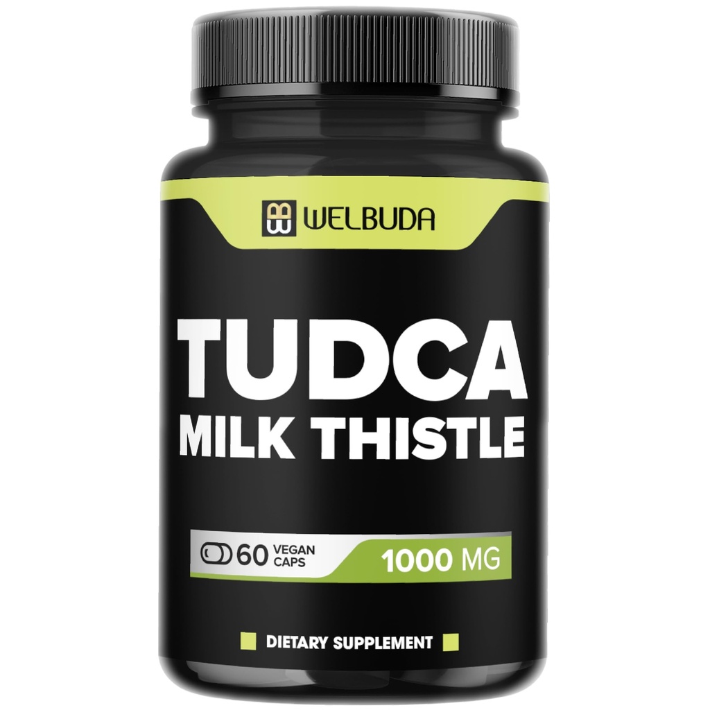 WELBUDA 1000mg Tudca Supplement with Milk Thistle Extract - 60 Vegan Capsules - Support for Immune System, Digestion Health, Body Purification & Brain Health