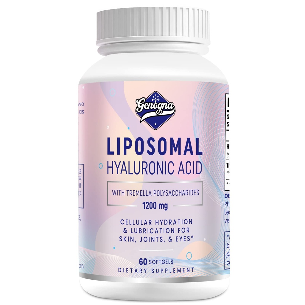 Liposomal Hyaluronic Acid Supplements 1000mg-High Bioδιαθέσιμες κάψουλες διαιτολογίου Hyaluronic Acid με Tremella Polyσακχαρίτες,Double Strength Skin Hydration,Joint Lubrication,1Pack
