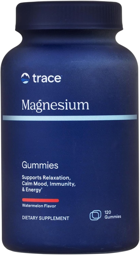 Trace Minerals Magnesium Gummies - Υποστηρίζει ένα ήρεμο mindset - Μαγνήσιο Μασώμενα για Παιδιά & Ενήλικες - Οστό, Διέγερση, Καρδιά Υγεία & Ανοσολογική Υποστήριξη - Καρπούζι Γεύση - 120 Count (120 Servings)