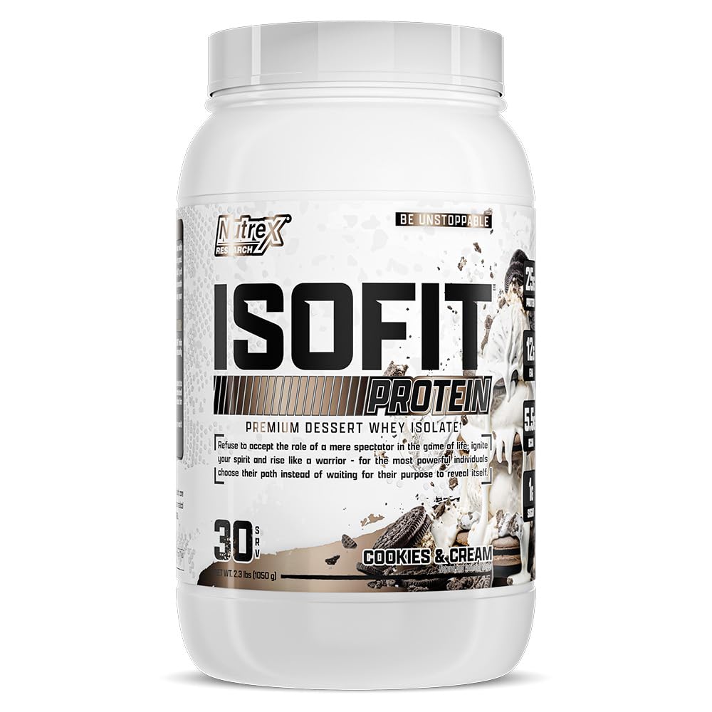Nutrex Έρευνα IsoFit Whey Protein Powder Στιγμιαίο 100% Whey Protein Isolate (30 σέρβις (Pack of 1), Cookies & Cream)