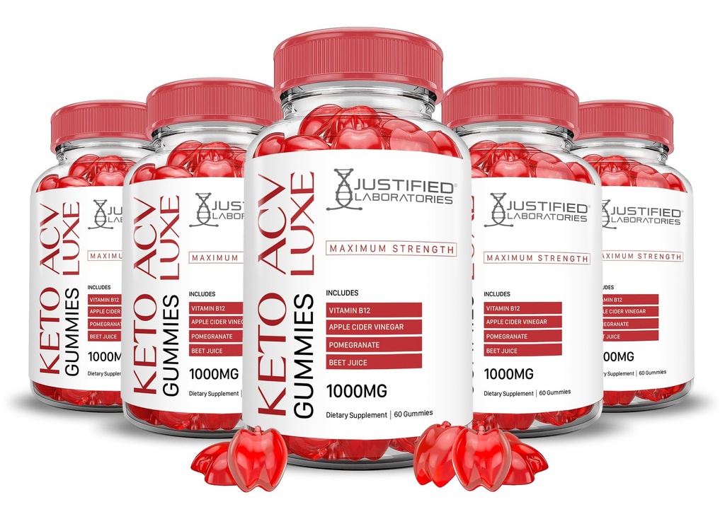 (5 Πακέτο) Luxe Keto ACV Gummies Advanced Formula 1000MG Luxe Keto Gummies Apple Cider Vinegar Formulated with Pomegranate Beet Juice Powder B12 Vegan Non GMO 300 Gummys