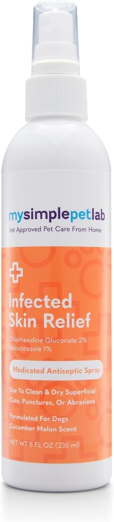 MySimplePetLab Ketoconazole & Chlorhexidine Dog Spray, Hot Spot Θεραπεία, Ανακουφίζει περικοπές & εκδορές, Καθαρίζει, Dries Δέρμα γρήγορα, με Αλόη, βιταμίνη Ε, Skin Relief Σπρέι Ερεθισμού για Σκύλους