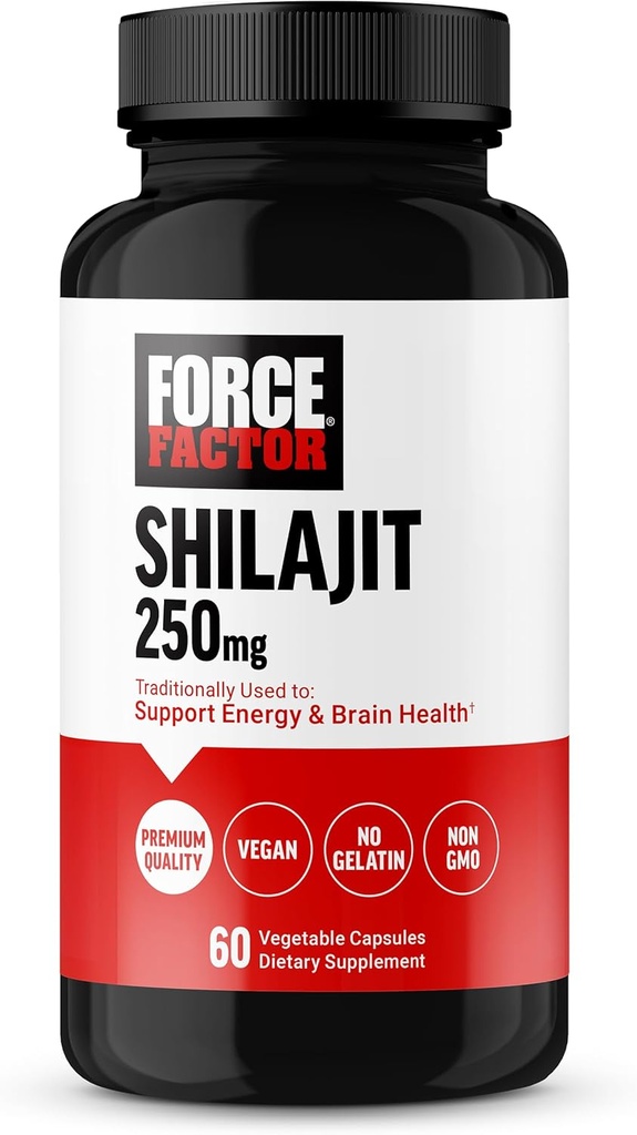 Power Factor Shilajit συμπλήρωμα, Shilajit για άνδρες και γυναίκες για να υποστηρίξει την ενέργεια και την υγεία του εγκεφάλου, Shilajit καθαρό φυσικό, ποιότητα Premium, Vegan, μη GMO, 60 κάψουλες