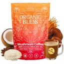 Organic Bless Instant Mushroom Coffee Powder – Organic Lion’s Mane, Reishi & Cordyceps Blend for Energy, Focus & Clarity – Adaptogenic Coffee with Coconut Milk & MCT Oil – 30 Servings