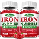 2 τεμ. Iron Gummies για γυναίκες & άνδρες - Vegan Iron Supplement for Anemia & Iron Deciency, with Vitamin B12, Vitamin C, Zinc, Folate - Energy Boost, Sugar-Free, Strawberry Flavor, 120 Count
