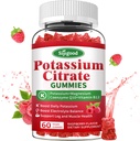 Κιτρικό κάλιο Gummies – συμπλήρωμα καλίου για την υγεία των μυών, ανάγλυφο ποδιού & ηλεκτρολυτικό ισοζύγιο, Vegan, μη Γλουτένη, χωρίς γλουτένη, άρωμα σμέουρων, 60 μέτρα