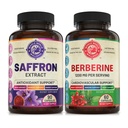 Pure Saffron Extract & Premium Berberine Bundle (Ένα μπουκάλι το καθένα). Υποστηρίζει Mood, Energy Boost, Μεταβολική λειτουργία. USA Made (στα Αγγλικά).