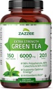 Zazzee Extra Strength Green Tea 20:1 Extract, 6000 mg Strength, 50% EGCG, 98% Polyphenols και 80% Catcehins, 150 Vegan Κάψουλες, 5 μήνες προσφοράς, Standardized και συμπυκνωμένη 20X δύναμη, μη ΓΤΟ