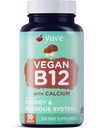 Yuve Vegan B12 με ασβέστιο για μέγιστη απορρόφηση - Active Energy & Central Neuric System Support - 1000mcg Cobalamin Vitamin B 12 - Φυσική, μη ΓΤΟ, Χωρίς γλουτένη, Χωρίς ζάχαρη - 30 Tabs