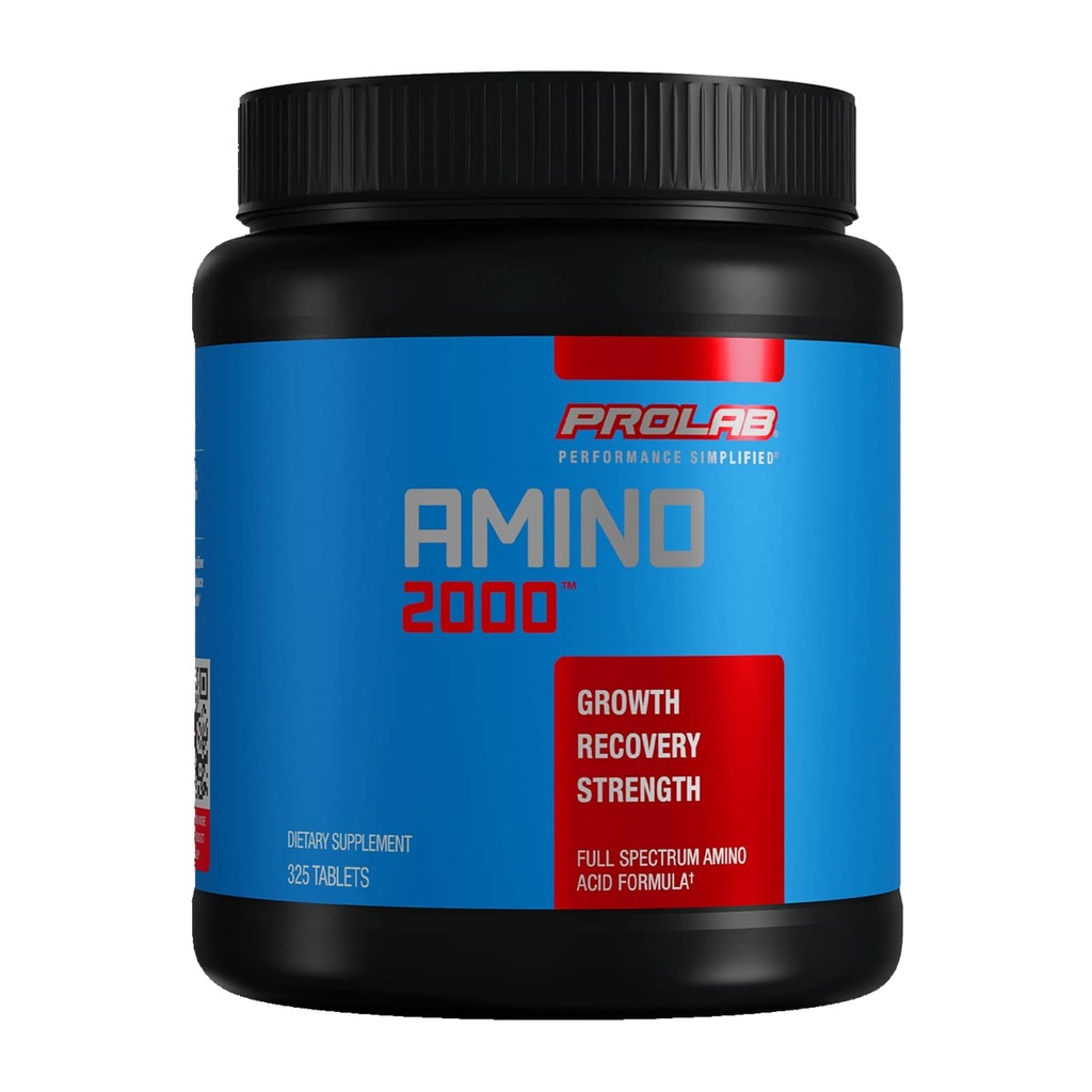 Prolab Amino 2000 Essential Amino Acids συμπλήρωμα, Full- Spectrum EAA Formula για την αποκατάσταση των μυών, Lean μυϊκή ανάπτυξη & την υποστήριξη απόδοσης (325 δισκία)