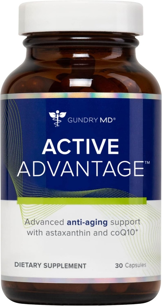 Gundry MD® Active Advantage Ασταξανθίνη και CoQ10 συμπλήρωμα για την υποστήριξη της ενέργειας, της δύναμης και του μεταβολισμού, 30 Count