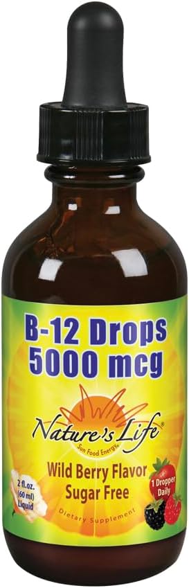 Ζωή της φύσης B-12 σταγόνες, Methlycobalamin 4 oz (2 Fl Oz (πακέτο του 1))