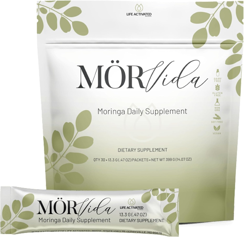 Mörvida Daily Supplement - Moringa Oleifera από τα Ιμαλάια - Υψηλή σε βιταμίνη C, ασβέστιο & πρωτεΐνη -Πλούσια σε Ορυκτά, Πρωτεΐνη & Περισσότερα - 30 Σακέτες