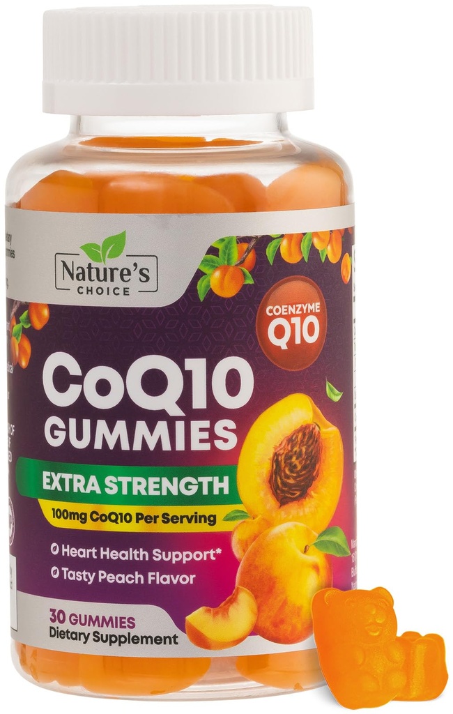 CoQ10 Gummies for Adults 100mg - 3X Δύναμη, Υψηλή Απορρόφηση, Αντιοξειδωτικό συμπλήρωμα για την υποστήριξη της καρδιάς και την παραγωγή ενέργειας, Ultra Coenzyme Q10 Βιταμίνες, Coq 10 Συμπληρώματα - 30 CoQ10 Gummies