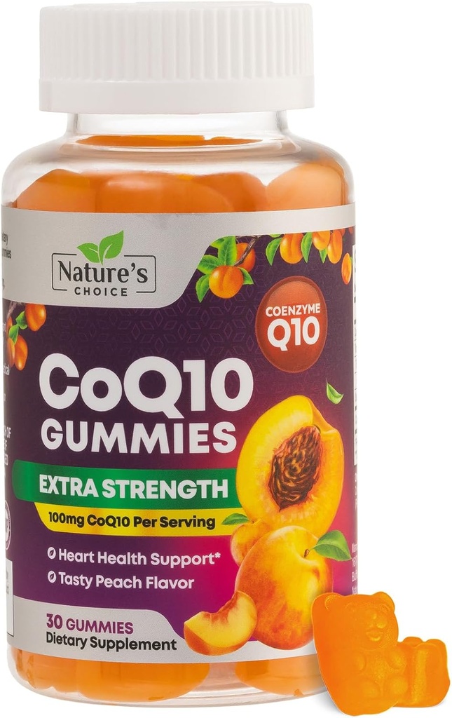 CoQ10 Gummies for Adults 100mg - 3X Δύναμη, Υψηλή Απορρόφηση, Αντιοξειδωτικό συμπλήρωμα για την υποστήριξη της καρδιάς και την παραγωγή ενέργειας, Ultra Coenzyme Q10 Βιταμίνες, Coq 10 Συμπληρώματα - 30 CoQ10 Gummies