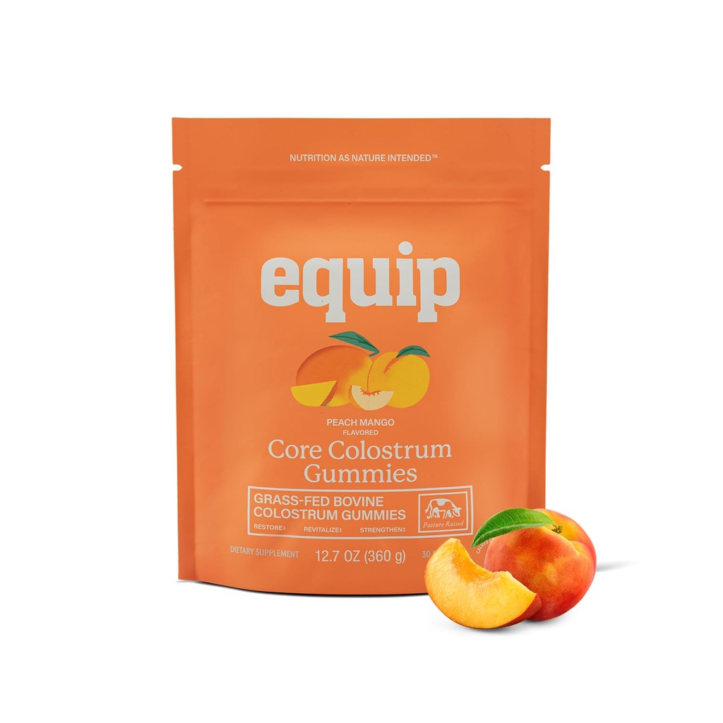 Equip Foods Core Bovine Colostrum Gummies, Delicious 1g Per Seving Grass Fed Colostrum Supplement - Υγεία, Ανοσία, Ανάκτηση, Μαλλιά & Δέρμα - 60 Bovine Colostrum Gummies, 30 Υπηρεσίες, Ροδάκινο Mango