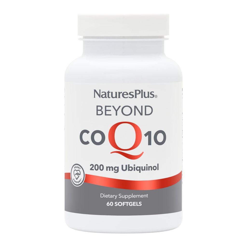 NaturesPlus Beyond CoQ10-200 mg Ubiquinol - 60 Εύκολο στην κατάποση Softgels - Υψηλή ισχύς, συμπλήρωμα υψηλής απορρόφησης, προάγει την υγεία της καρδιάς, Αντιοξειδωτικό - 60 εξυπηρετήσεις