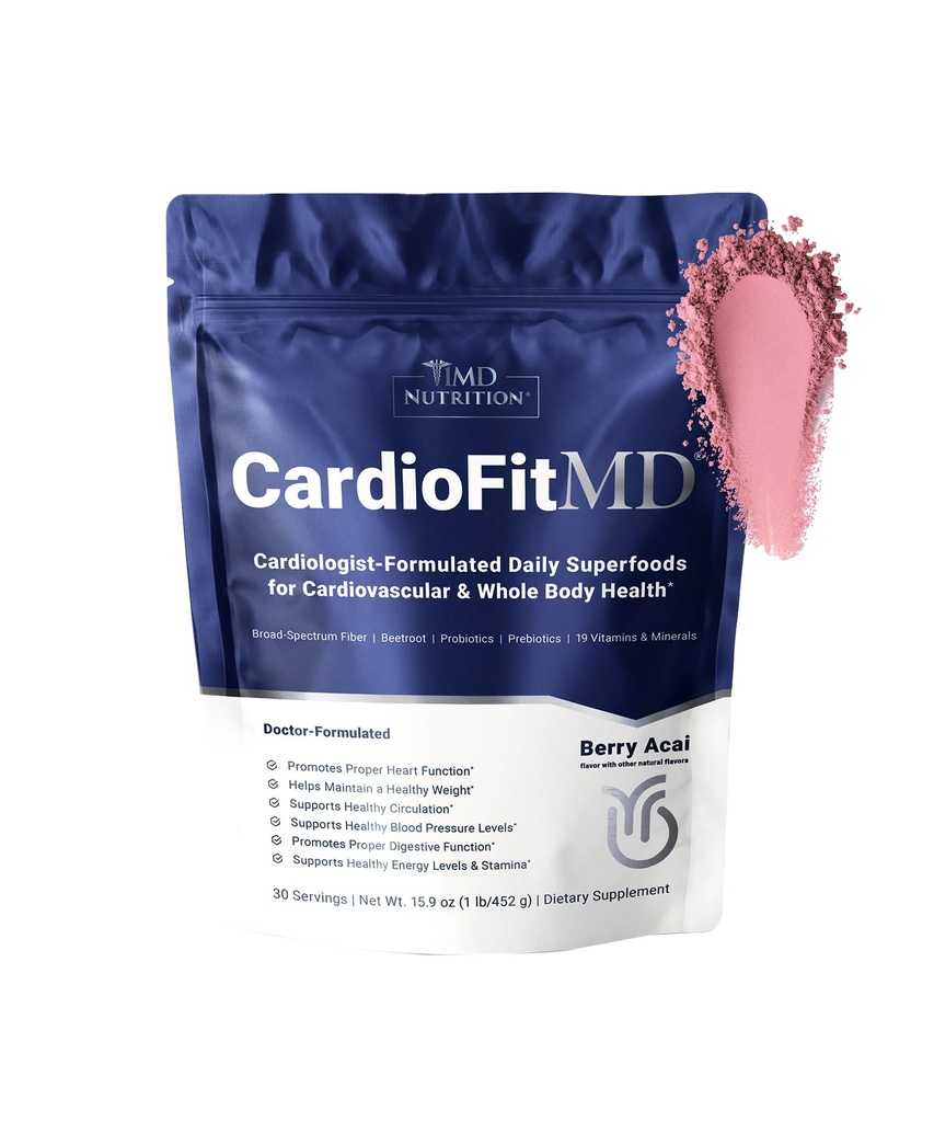 1MD Διατροφή CardioFitMD - Vegan Beets Superfood Keto-Friendly - Συμπλήρωμα οξειδίου του αζώτου - Σκόνη ρίζας τεύτλων - Ποτό υψηλής Fiber - 30 ημέρες