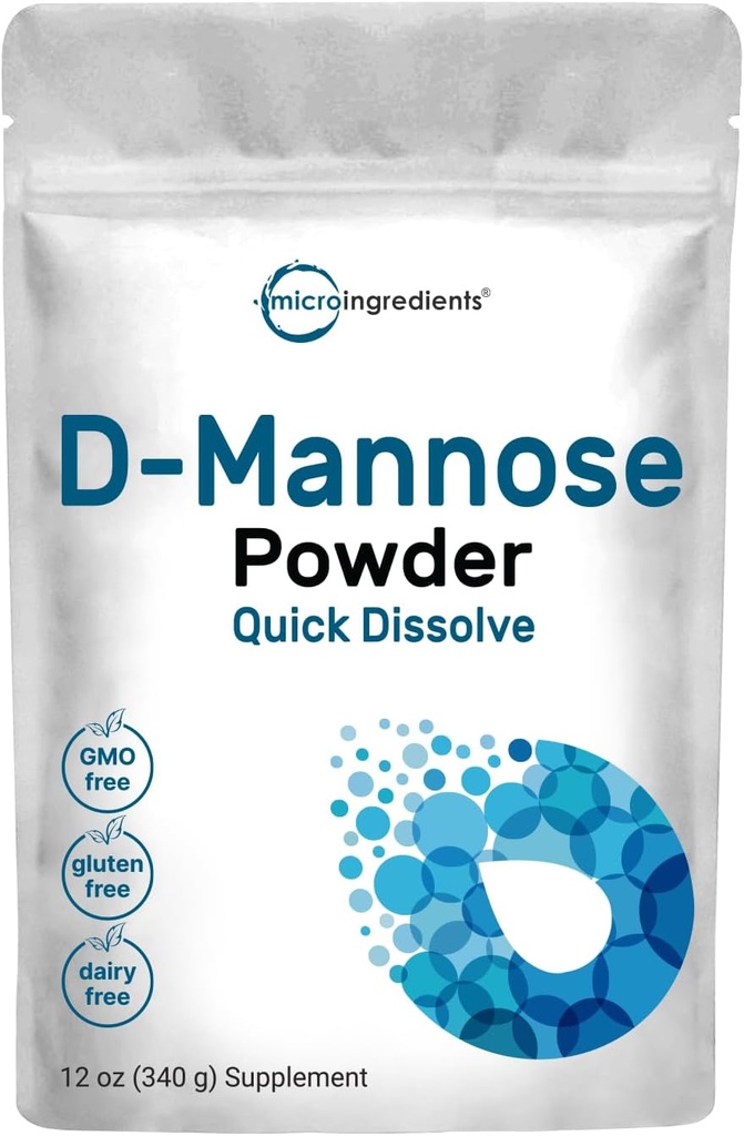 Micro Ingredients D Mannose Powder, Pure Mannose Supplement, Quick Water Soluble, urinary Tract Cleanse & Bladder Health, Premium Mannose για γυναίκες και άνδρες, Vegan Friendly.