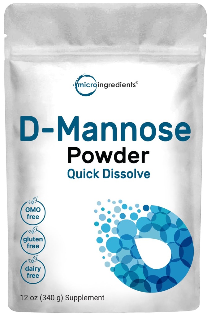 Micro Ingredients D Mannose Powder, Pure Mannose Supplement, Quick Water Soluble, urinary Tract Cleanse & Bladder Health, Premium Mannose για γυναίκες και άνδρες, Vegan Friendly.