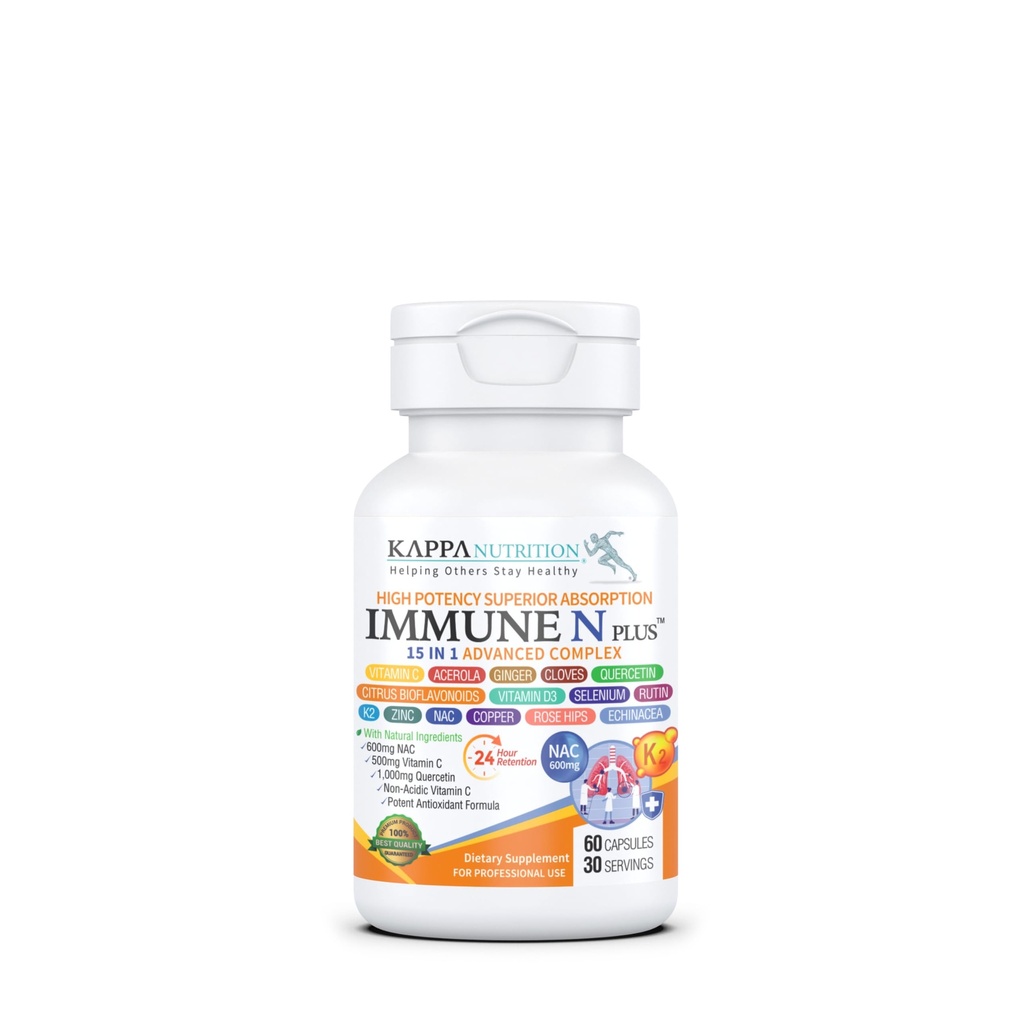 (60 Κάψουλες), NAC 600mg, Quercetin 1000mg, Βιταμίνη C 500mg, Ψευδάργυρος 50mg, Βιταμίνη D3 5.000iu, Σελήνιο, Χαλκός, Acerola, Ginger, Rutin, Citrus Bioflavonoids, Rose Hips, Echinacea, Immune N Plus 15 in 1