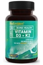 BioEmblem Βιταμίνη D3 K2 Κάψουλες (5000IU και 200mcg) - Πατενταρισμένο MK7 και MK4 για 3-σε-1 Complex Υποστήριξη - Χορτοφαγική Βιταμίνη D K2 συμπλήρωμα για δόντια, καρδιά, ανοσοποιητικό σύστημα - Μη-GMO, 90 Caps