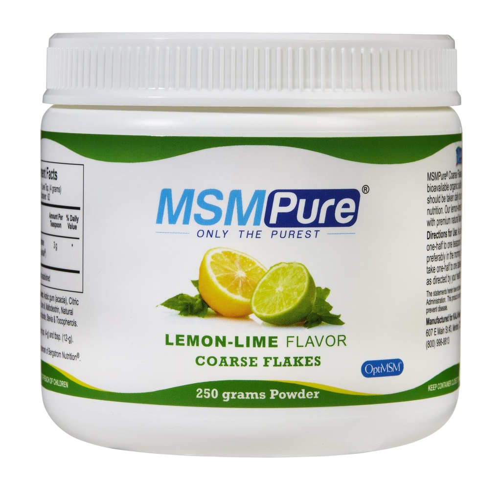 KALA ΥΓΕΙΑ MSMPure Lemon Lime Flavored Coarse MSM Powder Fleakes – Βιολογικό Sulfur για κοινή ευελιξία, εμφάνιση του δέρματος, και Hair & Nail Support – 8,8 oz, USA Made, Distilled Crystals