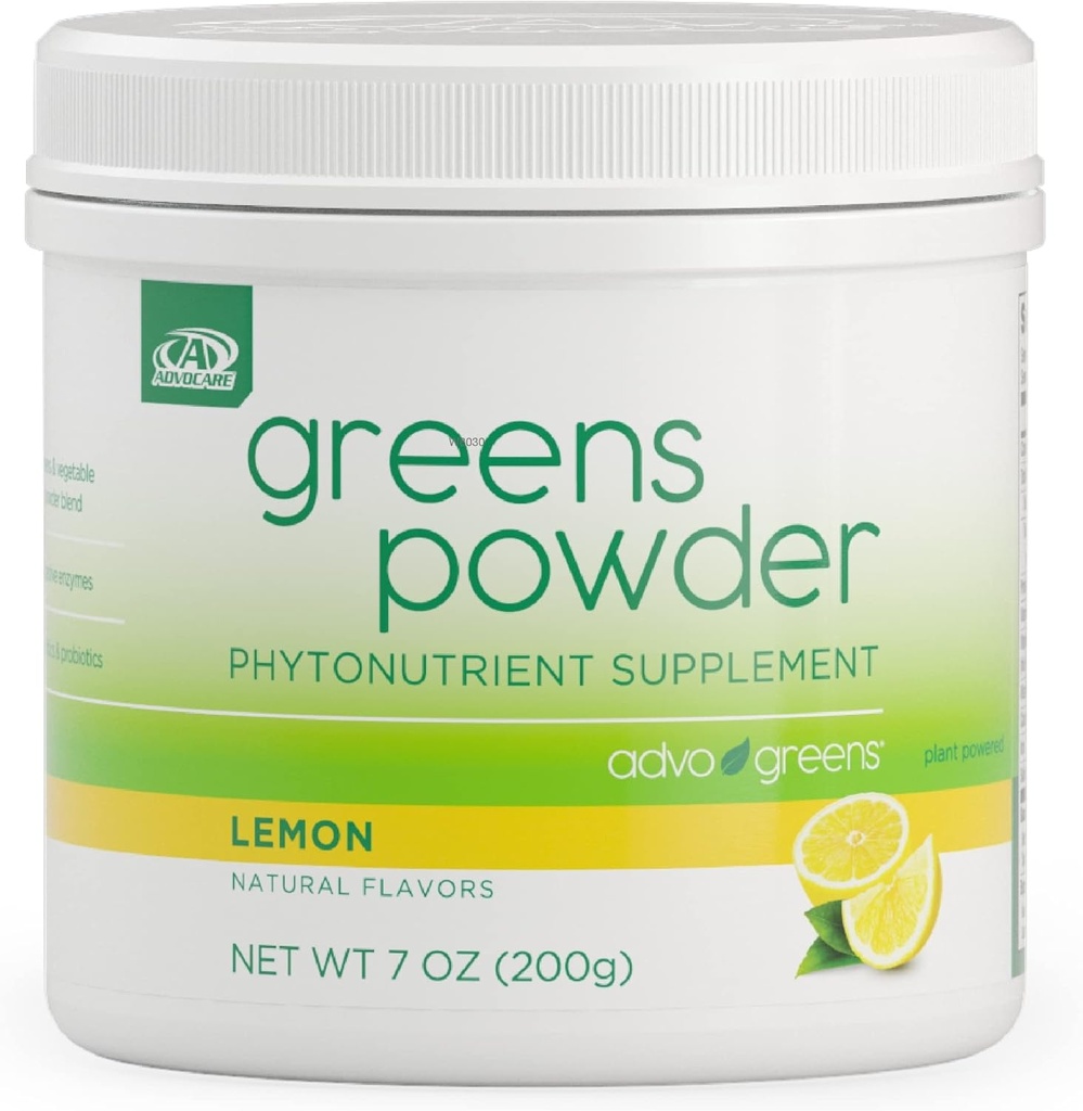 AdvoCare Greens Powder Phytonutrient Supplement - Υποστηρίζει Digestive Health with Antioxidants, Prebiotics & Probiotics* - Περιλαμβάνει Broccoli Powder, Carrot Powder & More - Λεμόνι, 7 oz