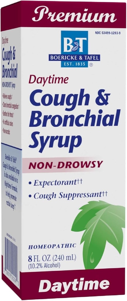 Nature's Way Boericke & Tafel Daytime Cough & Bronchial Syrup, Cough Suppressant & Reventorant, Non-Drowsy, 8 Fl. Oz