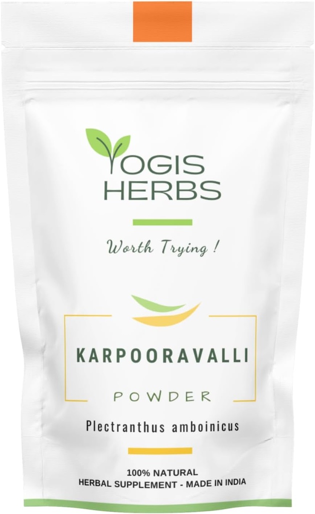 YOGIS HERBS Karpooravalli Herbal Powder - 100% Natural Supplement for Respiratory Support, Digestive Wellness, & Nutritional Boost (3.5, Ounces)