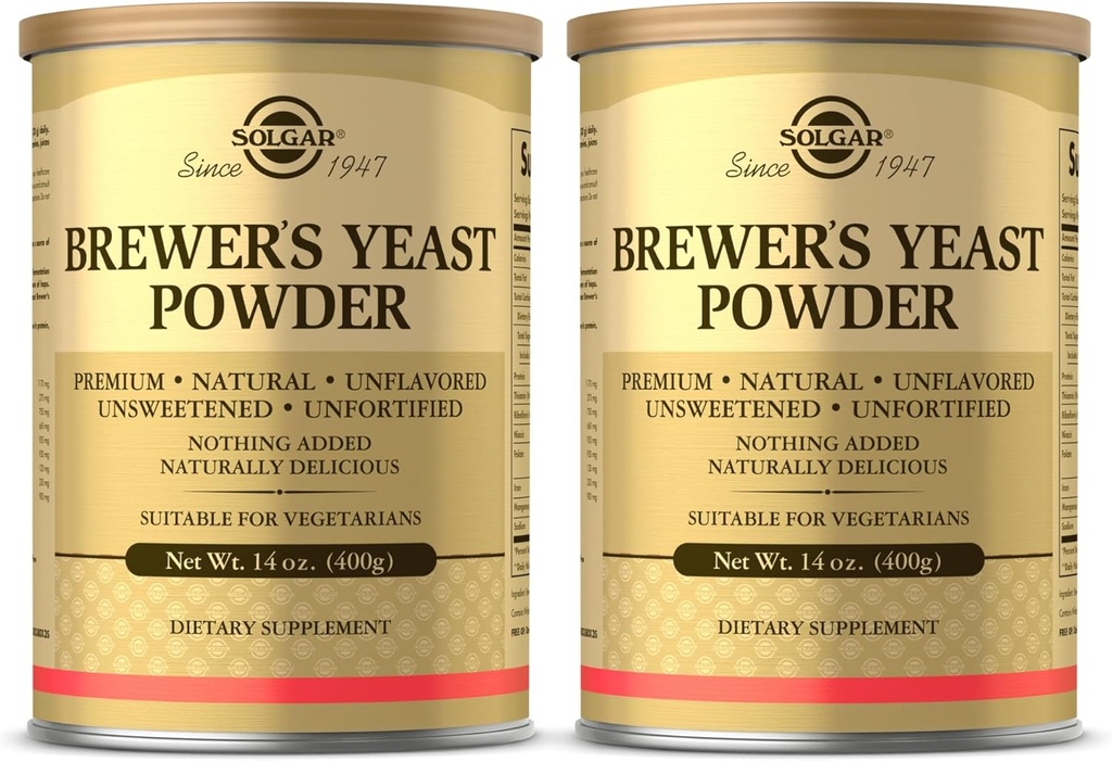 Solgar Brewer's Yeast Powder - 14 oz, Pack of 2 - Φυσικό, Άγευστο & Μη Γλυκασμένο - Κατάλληλο για χορτοφάγους - 26 Services