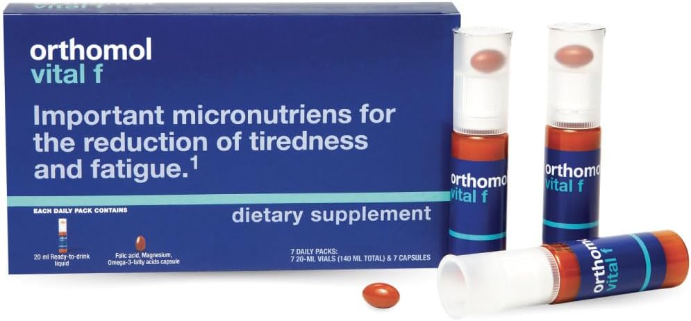 Orthomol Vital F Vial, Πολυβιταμίνη των γυναικών, Εφοδιασμός 7 ημερών, Βιταμίνες A, B, C, D, E, K, Ασβέστιο, Ιώδιο, Ωμέγα-3