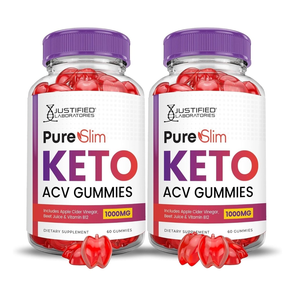Justified Laboratories (2 Pack Pure Slim Keto ACV Gummies Advanced Formula 1000MG PureSlim Keto Gummies Apple Cider Vinegar Formulated with Pomegranate Beet Buice Powder B12 Vegan Non GMO 120 Gummys