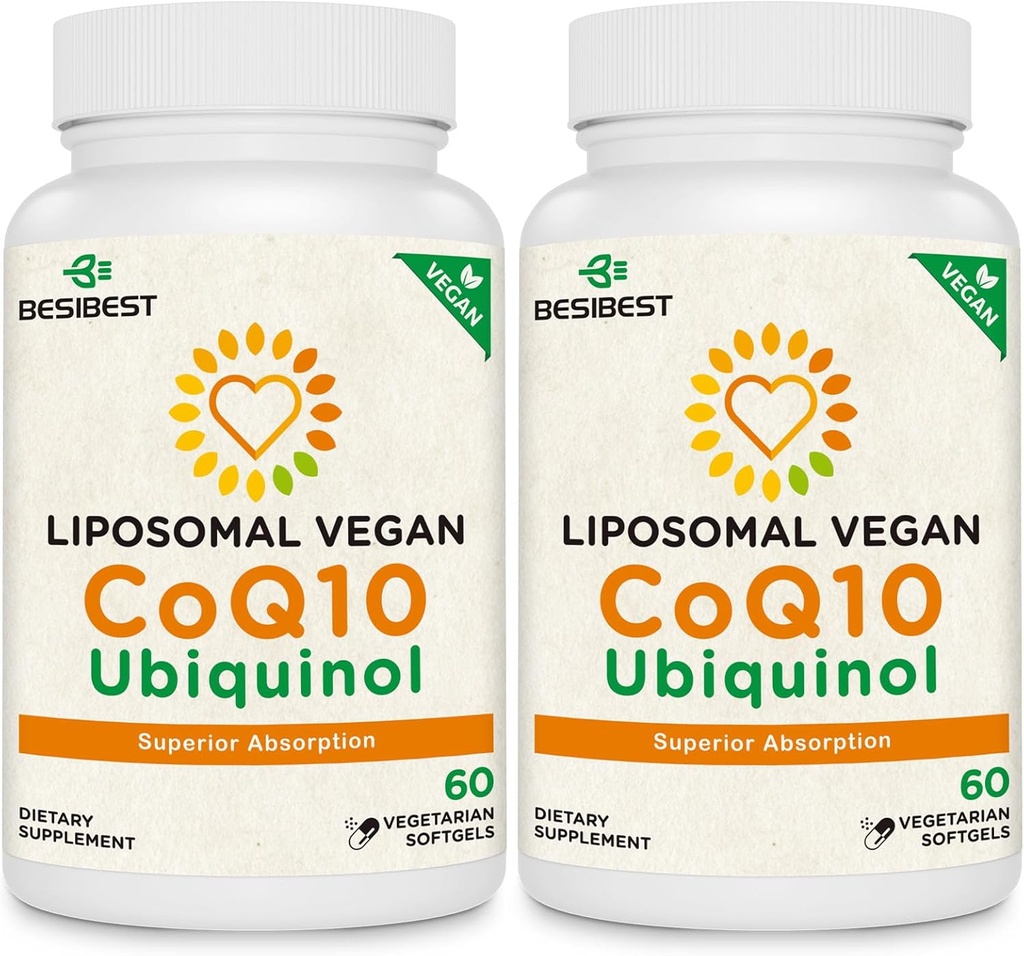 1000mg λιποσωμική CoQ10 Ubiquinol, 120 Vegan Softgels, Υψηλή απορρόφηση Ubiquinol CoQ10 συμπλήρωμα, Ενεργή Αντιοξειδωτική μορφή του συνένζυμου Q10 για λειτουργία καρδιάς & παραγωγή ενέργειας