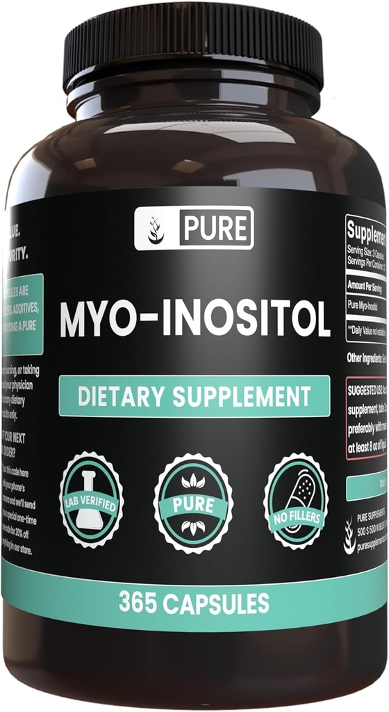 Myo-Ινοσιτόλη (365 κάψουλες) Όχι Μαγνήσιο ή Ρύζι Fillers, Πάντα καθαρό, Εργαστήριο Επαληθευμένο