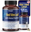 Red Vine Leaf and Horse Chestnut, 50% Flavonoids for Leg Vein Support, Skin, Heart Wellness - Made in The USA